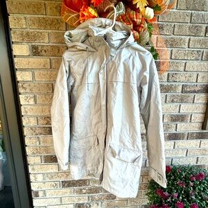 Columbia rain jacket-ladies size small-longer coat with hood. Excellent shape